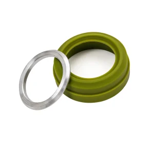 Green silicone cup with metal ring